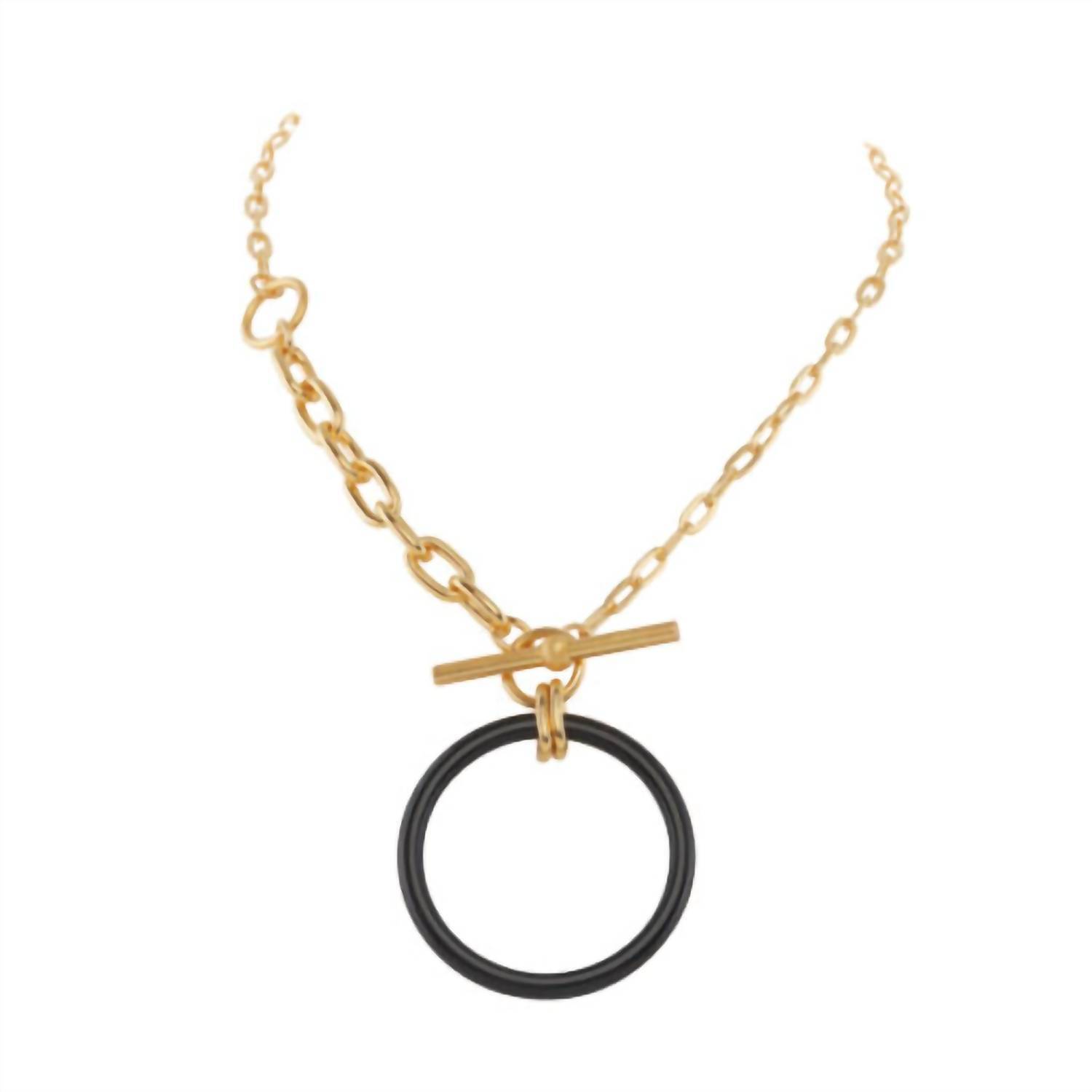 New Morra Designs Onyx Toggle Necklace In Gold